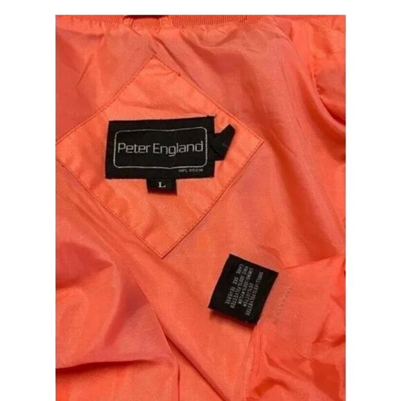 vintage Peter England Windbreaker bomber Jacket sz L retro full zip orange - Picture 10 of 11